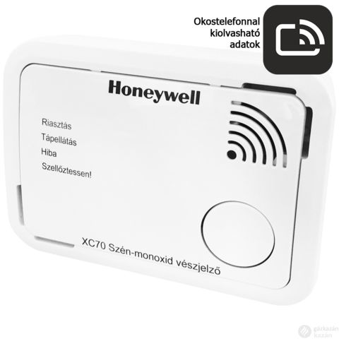 Honeywell XC70-HU-A szénmonoxid riasztó, okostelefonnal kiolvasható adatok