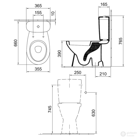 Alföldi Saval 2.0 WC csésze mélyöblítésű alsó kifolyású monoblokk WC 7090  (a tartály nem tartozék)