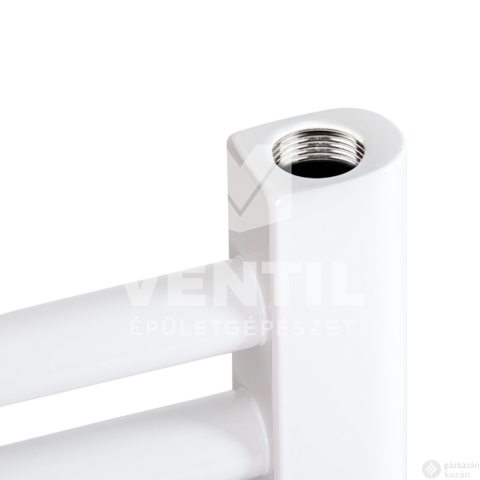 Silver 600X1200 mm íves elektromos törölközőszárító radiátor fehér, 600W-os fehér termosztátos fűtőpatronnal, végdugóval